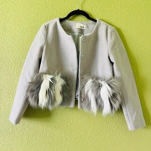 Gray Jacket with Faux Fur